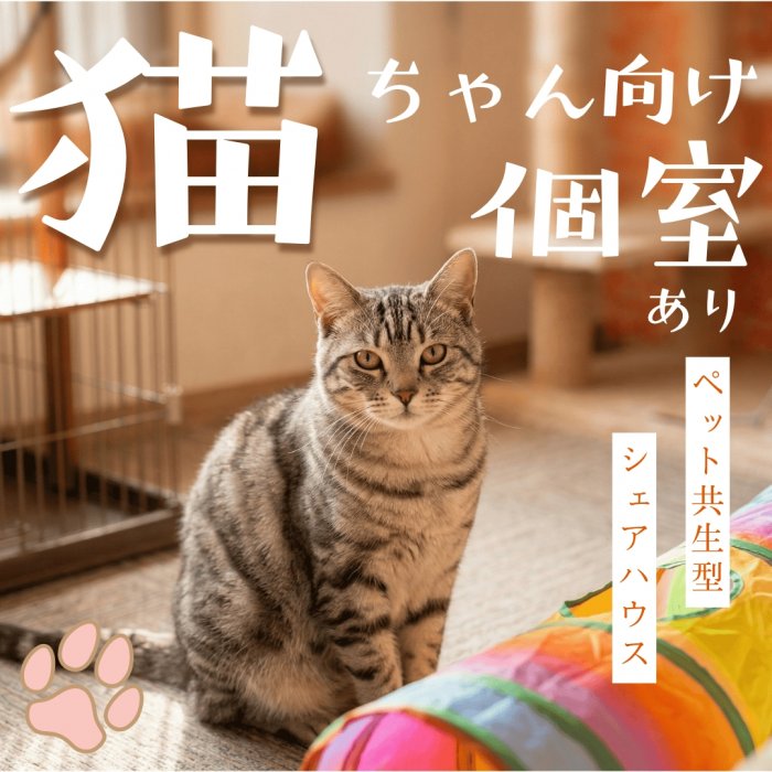 猫ちゃんオーナーの入居者様には、キャットタワーや猫用ゲージ等の貸し出しをいたします🐱
やんちゃな猫ちゃんでも安心な、脱走防止柵付きの猫ちゃん専用個室もご用意!
お庭と直結のワンちゃん向け個室もあり!人工木デッキのあるお庭には、お散歩後の足洗いやペットトイレのお掃除にも便利なペット用温水シャワーが共有設備としてご利用いただけます。
動物好きの方のみのご入居も大歓迎です🐾
※ペットなしの場合、共益費を抑えてリーズナブルにお住まいいただけます